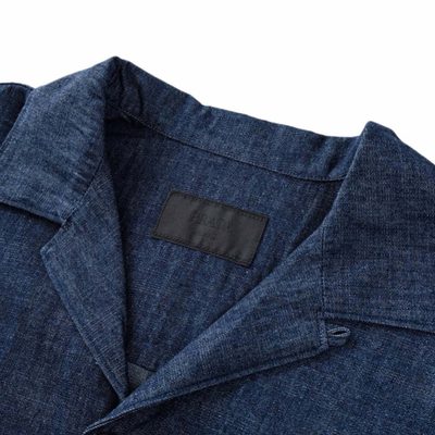 Prada men's navy blue denim bowling shirt — 3
