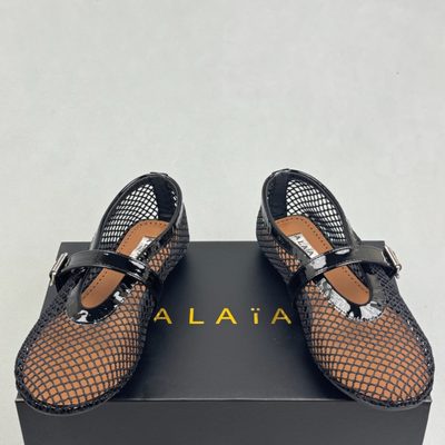 Alaïa black fishnet ballet flats — 4