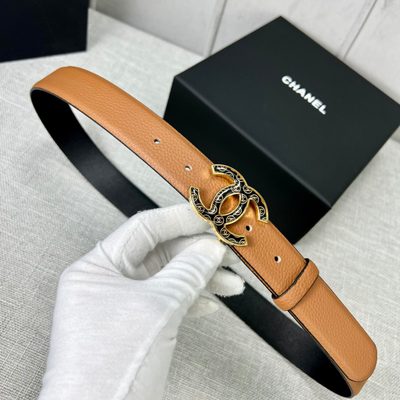 Chanel belt features a silver CC buckle — 6