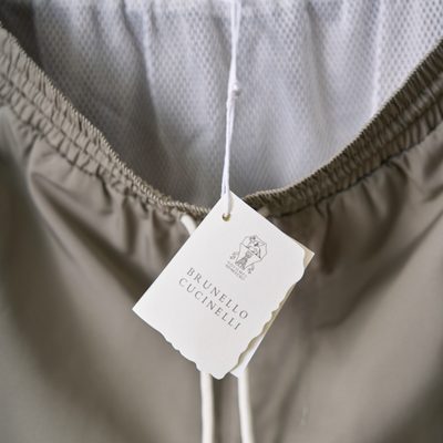 Brunello Cucinelli sage green swim shorts — 4