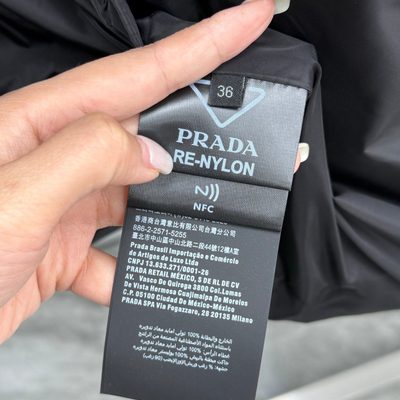 Prada Re-Nylon Belted Hooded Short Puffer Jacket — 6