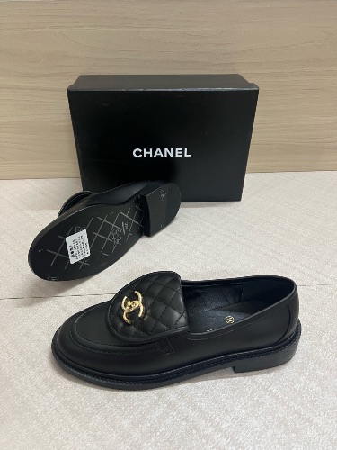 Chanel black lambskin loafers