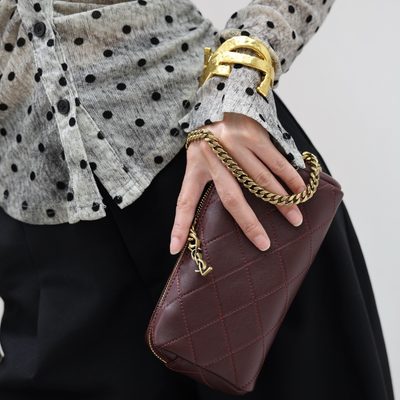 Saint Laurent Cassandre Bijou quilted textured-leather pouch — 6