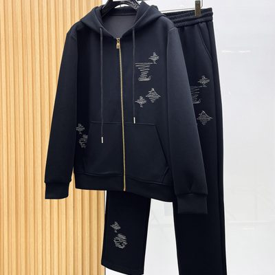 LV zip-up hoodie and matching sweatpants set