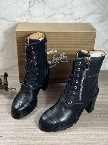 Christian Louboutin black leather En Hiver lug sole combat boots — 3