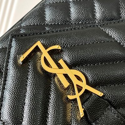 Saint Laurent grey grain de poudre textured leather envelope chain bag — 5