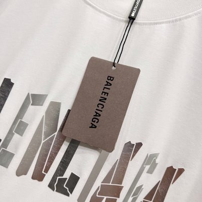 Balenciaga Black Cotton Oversized Tape Logo T-Shirt — 4