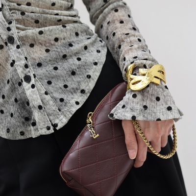 Saint Laurent Cassandre Bijou quilted textured-leather pouch — 5