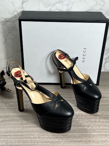 Gucci Angel leather platform T-bar pumps — 4