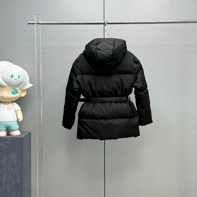 Prada Re-Nylon Belted Hooded Short Puffer Jacket — 9