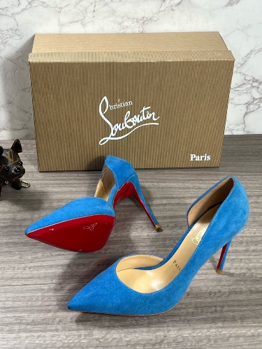 Christian Louboutin Iriza 100 blue suede d'Orsay pumps
