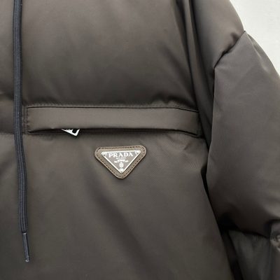 Prada Brown Re-Nylon Hooded Down Jacket — 6