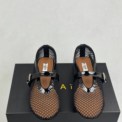 Alaïa black fishnet ballet flats — 3