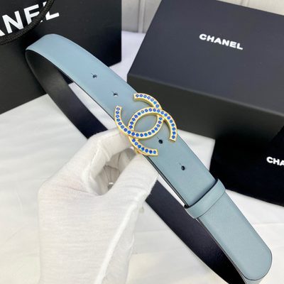Chanel leather belt in turquoise featuring a silver-tone buckle — 6