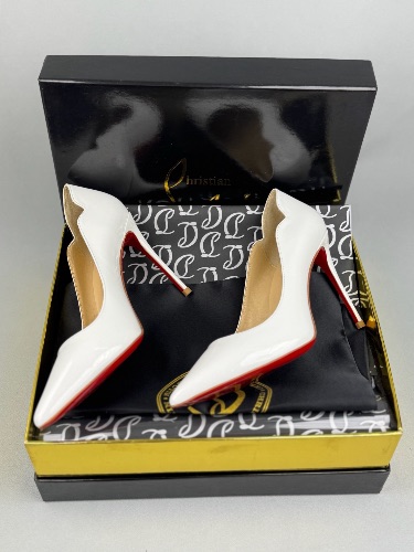 Christian Louboutin Hot Chick 100 white patent leather pumps