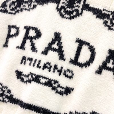 Prada black cable-knit crewneck sweater — 7