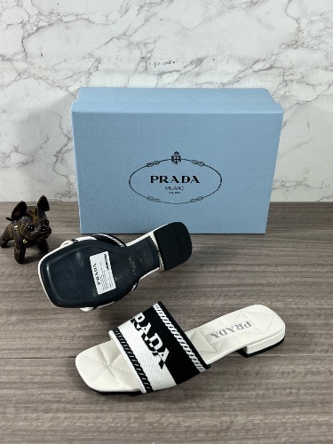 Prada Logo Embroidered Sandals