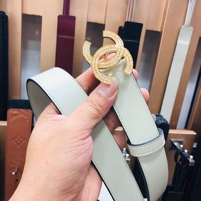 Chanel belt features a distinctive double-C buckle — 3