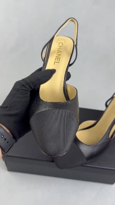 Chanel goatskin and grosgrain black slingback heels — 5