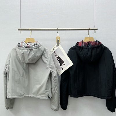 Burberry Cropped Reversible Check Hooded Jacket — 5