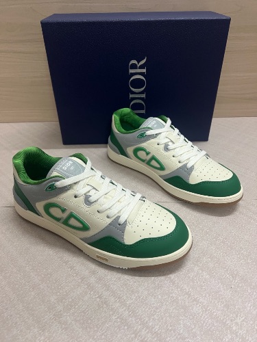 Dior B57 low-top sneakers in green and cream smooth calfskin — 4