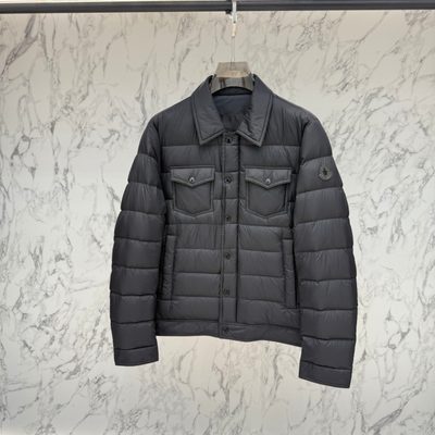 Moncler ivory-colored Moncler down-filled snap-front shirt jacket with dual chest flap pockets — 5