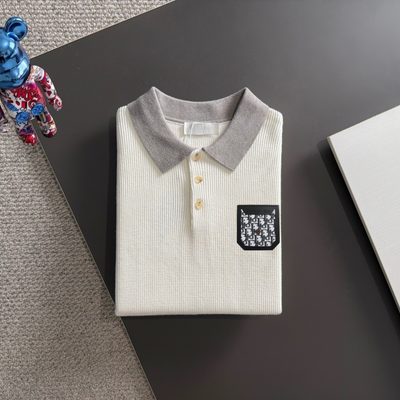 Dior long-sleeved cable-knit polo sweater — 8