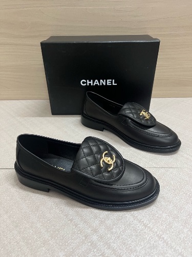 Chanel black lambskin loafers — 4