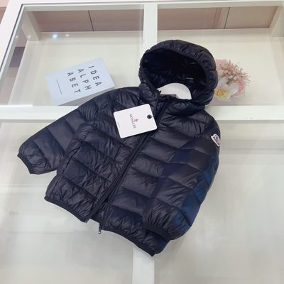 Moncler Enfant navy blue hooded down puffer jacket — 3