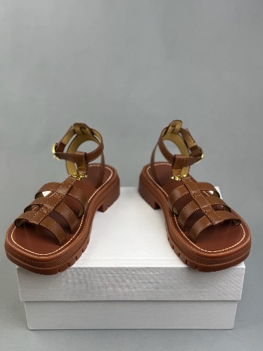 CELINE CLEA TRIOMPHE SANDAL IN CALFSKIN - VEGETAL TANNING — 4