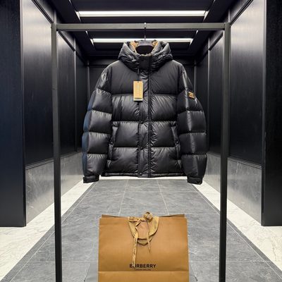 Burberry shiny shell hooded puffer jackets