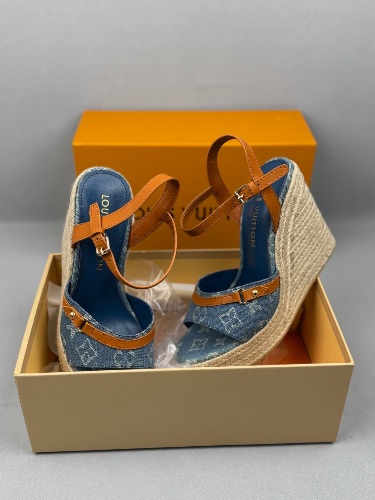 Louis Vuitton Helios wedges in blue denim