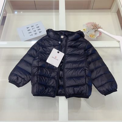 Moncler Enfant navy blue hooded down puffer jacket — 6