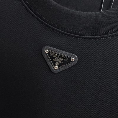 Prada white triangle-logo cotton T-shirt — 4