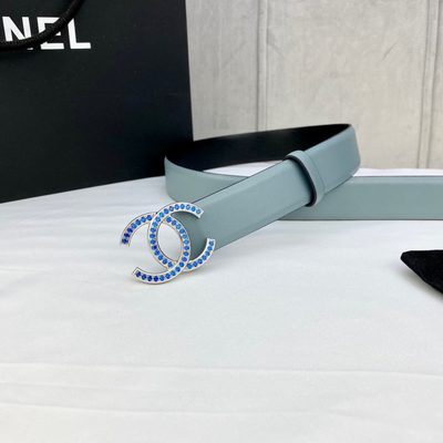 Chanel leather belt in turquoise featuring a silver-tone buckle — 4