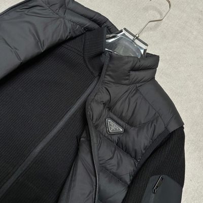 Prada padded nylon-front wool hybrid jacket — 8