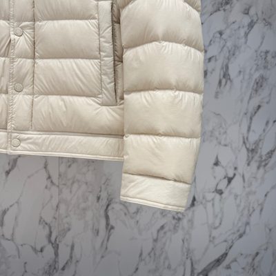 Moncler ivory-colored Moncler down-filled snap-front shirt jacket with dual chest flap pockets — 7