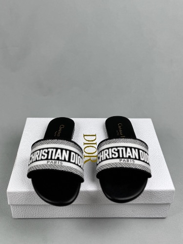 Christian Dior Dway black fabric embroidered slides — 3