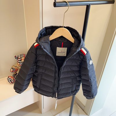 Moncler Enfant navy blue hooded puffer jacket — 4