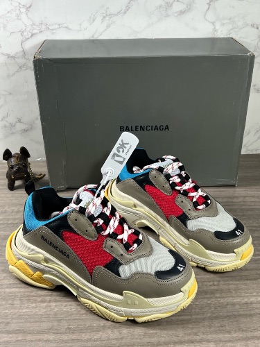 Balenciaga Triple S sneakers in a blue, red, and grey — 4