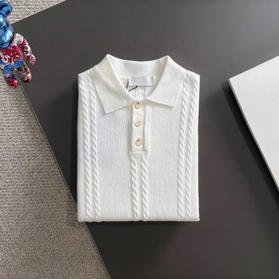 Burberry long-sleeve cable-knit polo sweater — 8