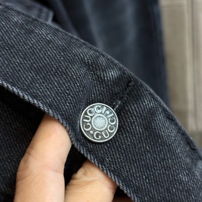 Gucci dark gray stone-washed cotton denim jacket and matching wide-leg jeans — 10