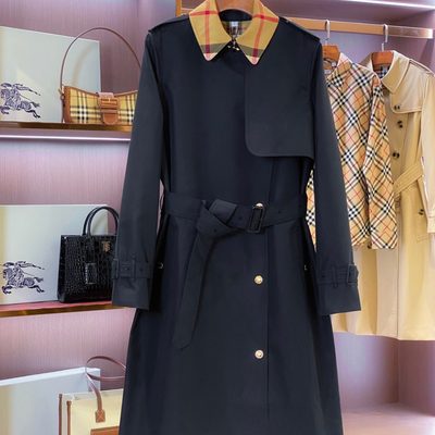 Burberry check-collar trench coat — 4