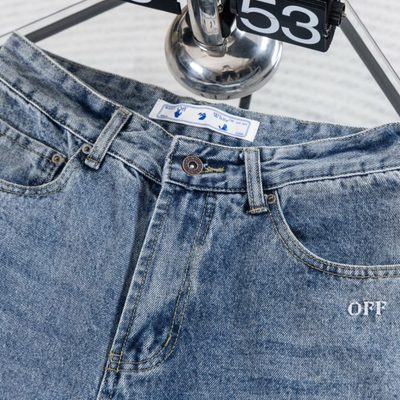 Off-White Diagonal Cotton Slim Fit Jeans — 4
