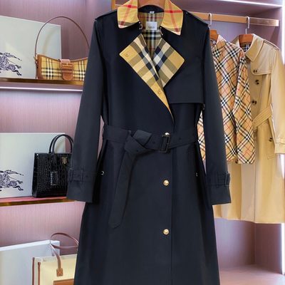 Burberry check-collar trench coat — 3