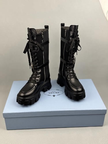 Prada Monolith Brushed Leather and Re-Nylon boots — 4