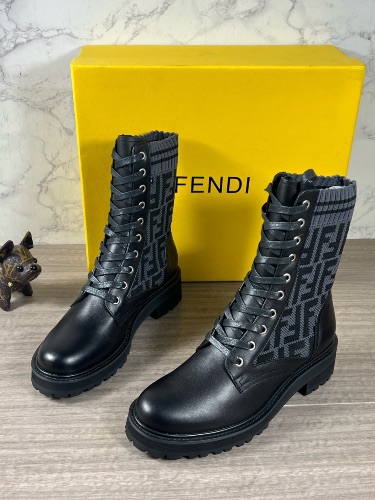 Fendi Rockoko black leather combat boots — 4