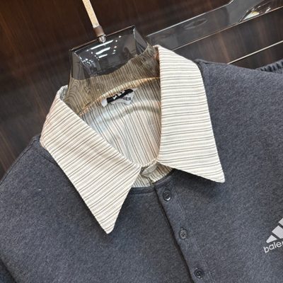 Balenciaga long-sleeve polo-collar sweatshirt and relaxed-fit trousers — 5