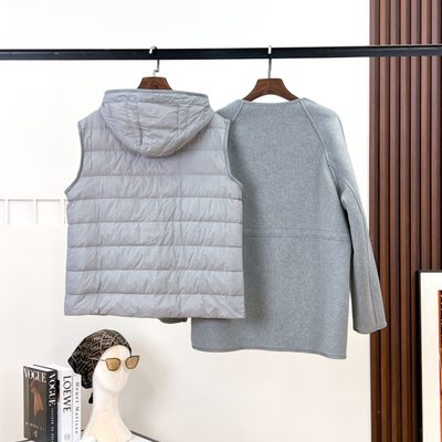 Moncler Gray Wool and Cashmere Jacket with Vest — 4