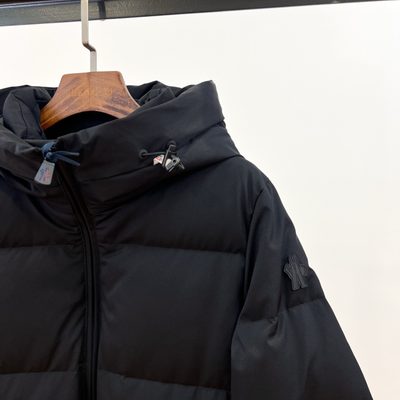 Moncler black longline belted hooded puffer coat — 4